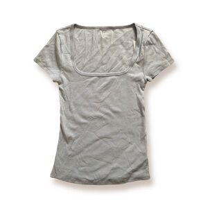 baby blue ribbed square neck top